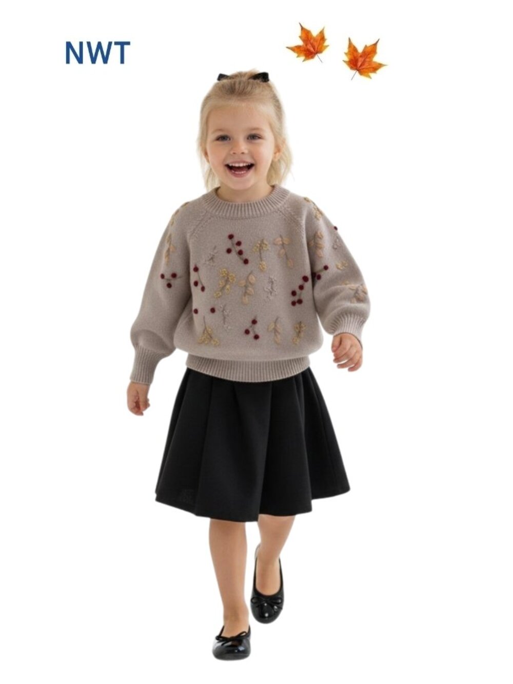 Flowers Embroidered Sweater - unique, gorgeous, elevated style. Size 6Y